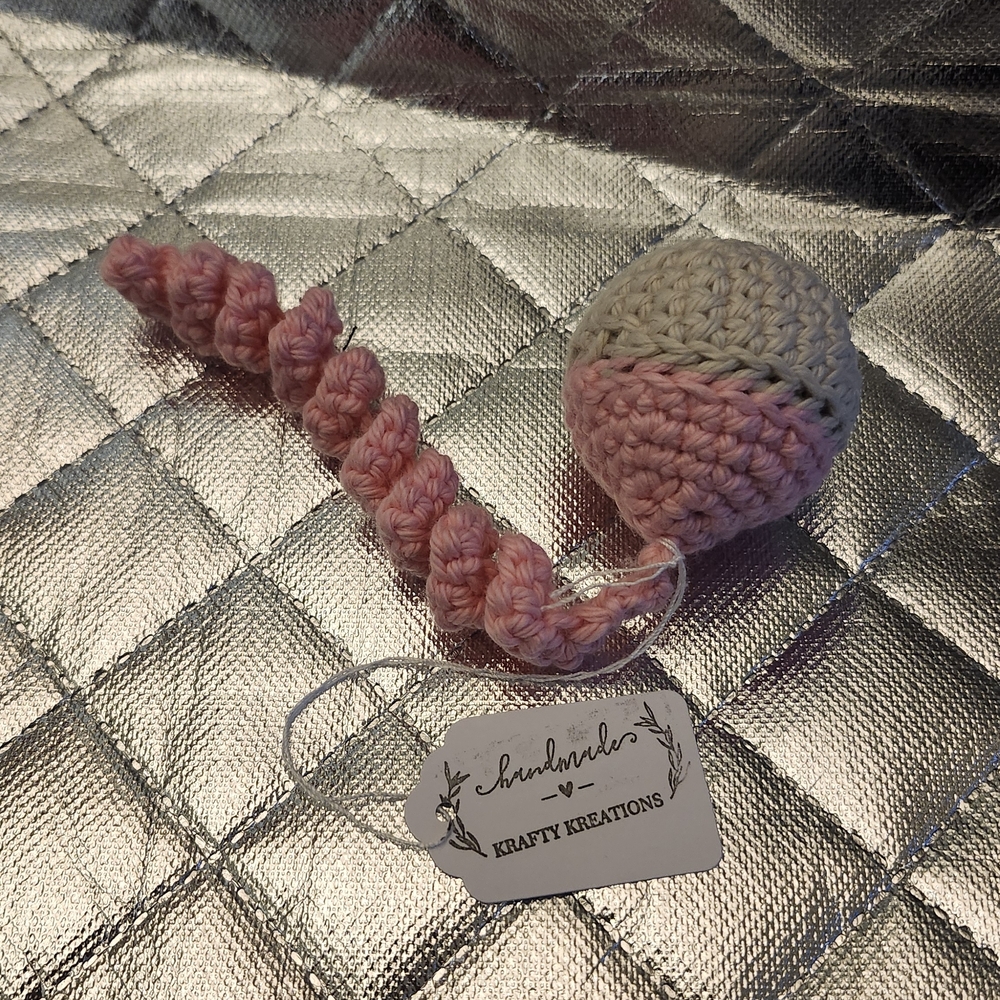 Hand Crafted Pink and Cream Cat Toy